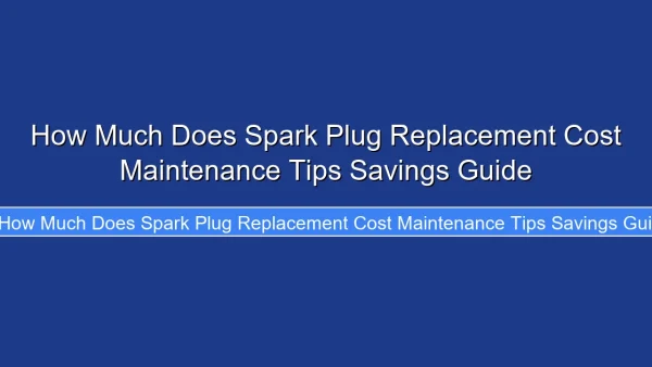 How Much Does Spark Plug Replacement Cost Maintenance Tips Savings Guide