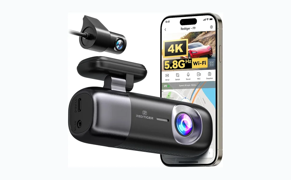 REDTIGER F9 4K Dash Cam Front and Rear 1080P, 5.8GHz WiFi & Smart App