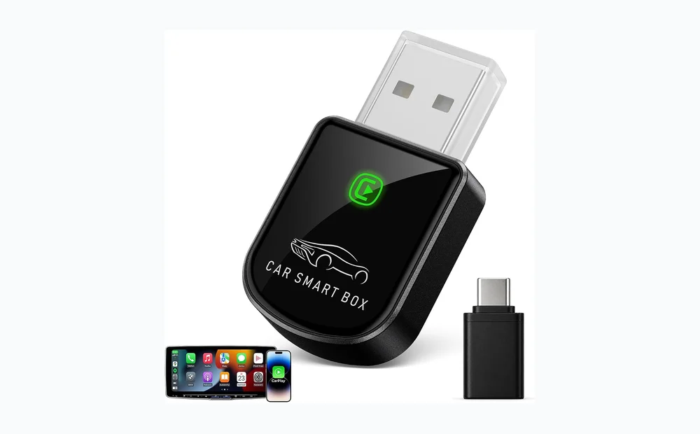 Wireless Carplay Adapter for iPhone Latest Upgrade, Tiny Bluetooth Receiver Convert Wired to Wireless for Apple Car Play Plug & Play, Zero-Lag Media GPS Works with 2016+ Cars (Ebony Black)