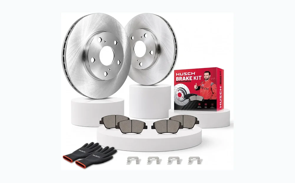 HUSCH Brake Kit Ceramic Brake Pads and Brake Rotors Fit for Toyota
